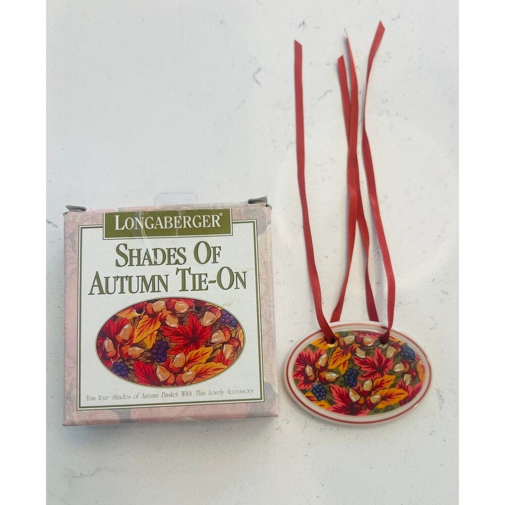 VTG 1995 Longaberger Shades of Autumn Basket Charm Decor Tie-On NIB Collectible